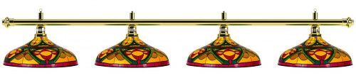 Лампа на четыре плафона «Colorful» (золотистая штанга, цветной плафон D44см)